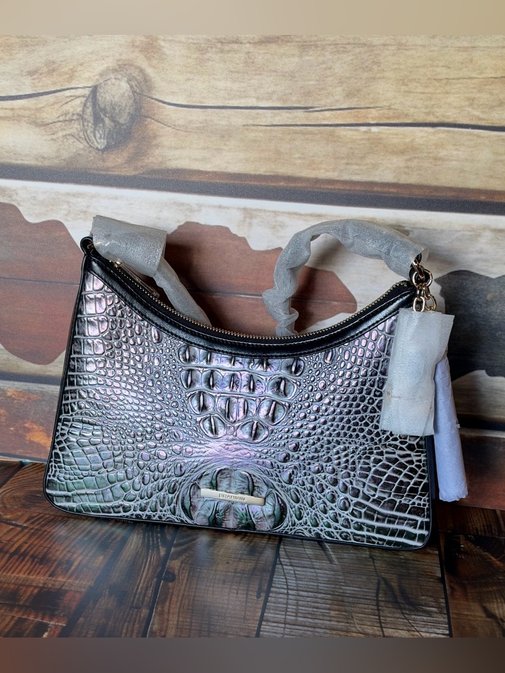 FIRM >> BRAHMIN NWT DUSK GLEAMING ESME SATCHEL ~ GENUINE LEATHER PRICE FIRM HTF - Picture 2 of 14